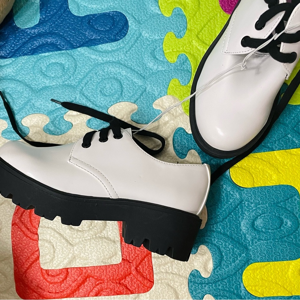 white platform loafers